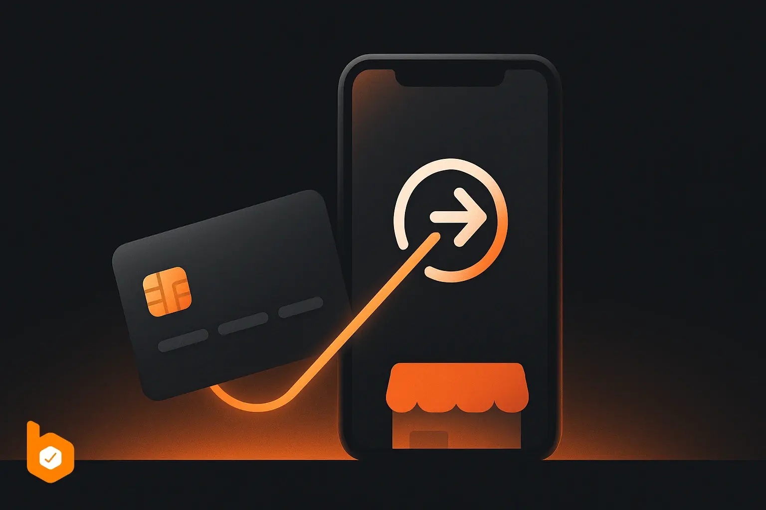 Ilustração conceitual de receber Pix e cartão: celular com ícone de pagamento instantâneo e um cartão convergindo.